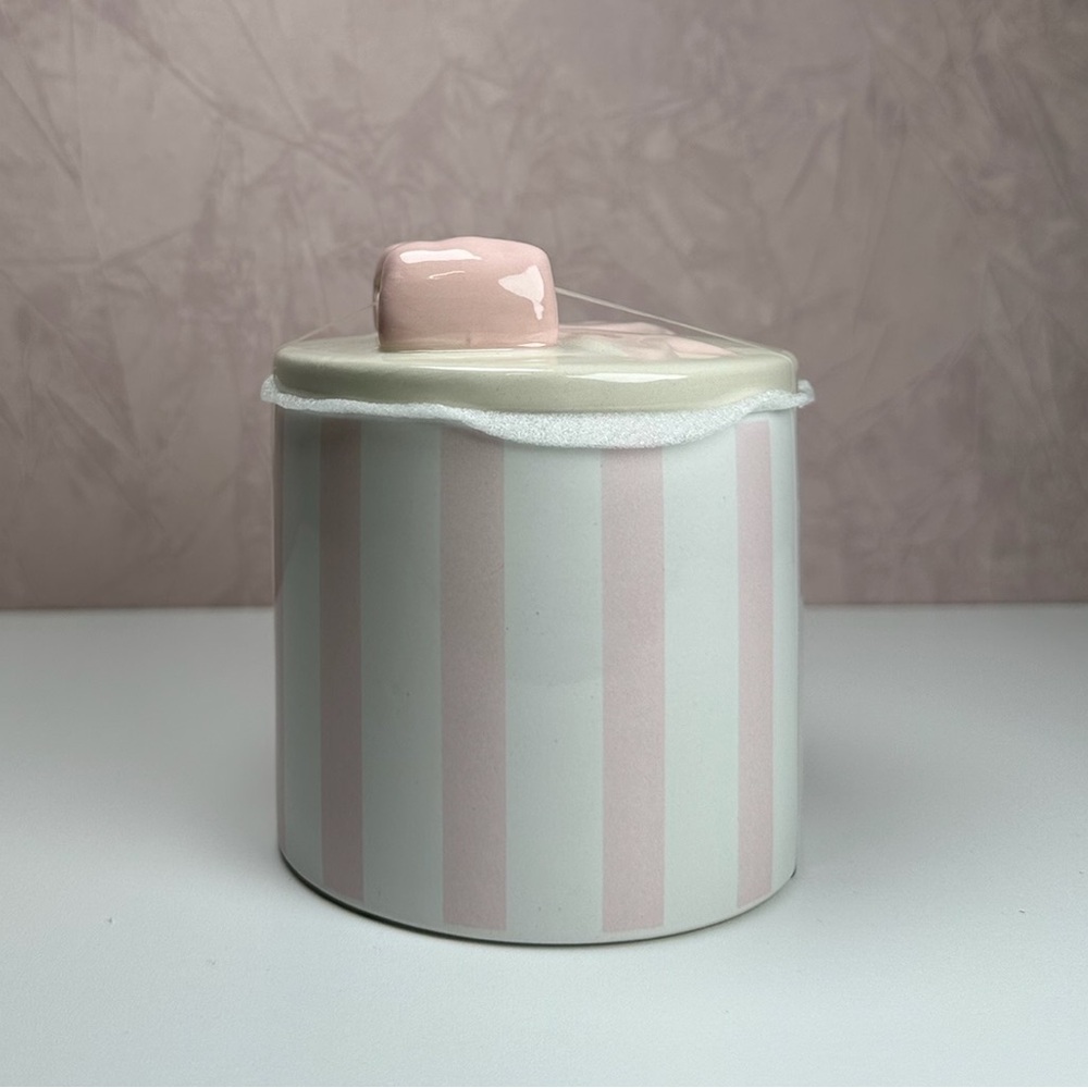 Striped Ceramic Jar with Pink Bow Lid - Picture 8 of 16